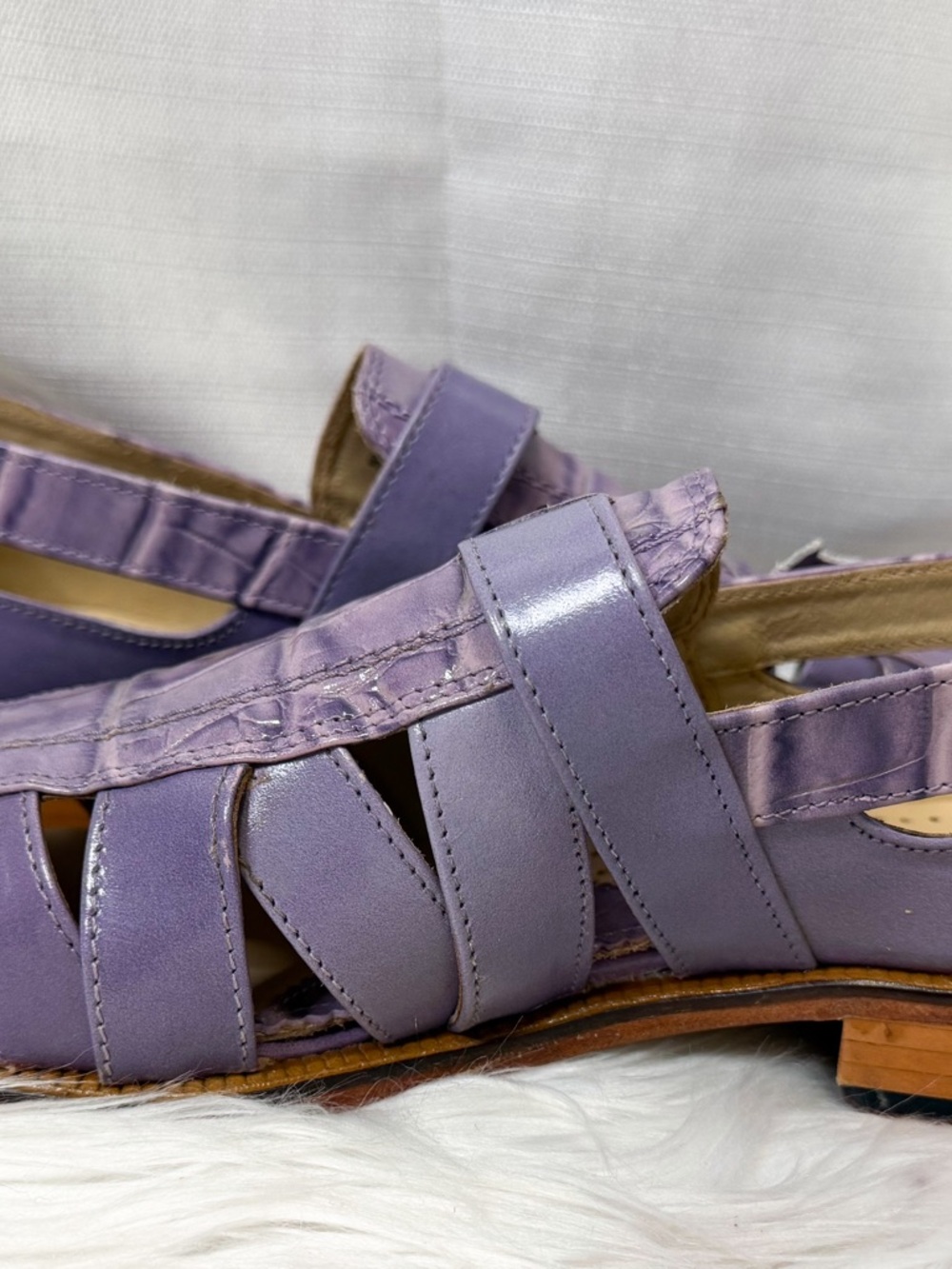 Giorgio Brutini Purple Leather Croc Fisherman Sandals Men’s 10 - Picture 7 of 8